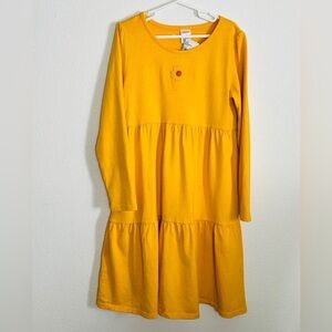 Gymboree Yellow Long-Sleeve Tiered Dress with Embroidered Daisy